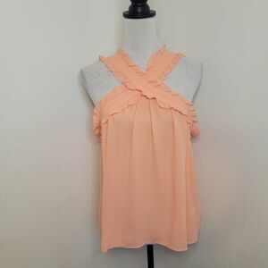 J.Crew Women’s Peach Ruffle Sleeveless Halter Blouse Top Size 8 Pre-Owned